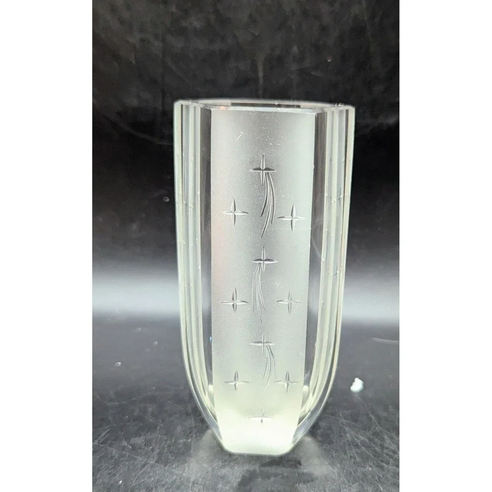 Vintage Art Deco Kosta Engraved Vase Shooting Starts Starburst Vase